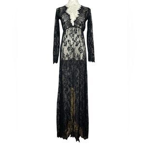 Yomoko Lace Dress Black Maxi M